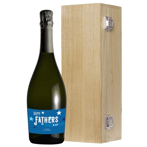 Personalised Prosecco - Fathers Day Label in Luxury Oak Box
